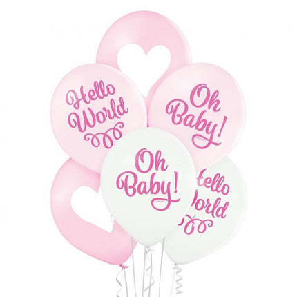 Oh Baby Girl Pastel léggömb, lufi 6 db-os 12 inch (30cm)