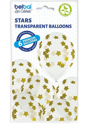 Csillagos Stars léggömb, lufi szett 6 db-os 30 cm (12 inch)