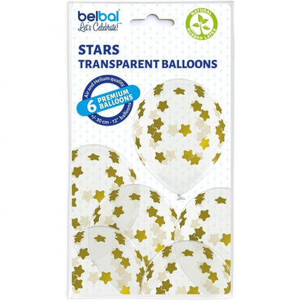 Csillagos Stars léggömb, lufi szett 6 db-os 30 cm (12 inch)