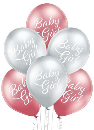 Baby Girl Glossy léggömb, lufi 6 db-os 12 inch (30cm)