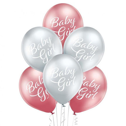 Baby Girl Glossy léggömb, lufi 6 db-os 12 inch (30cm)
