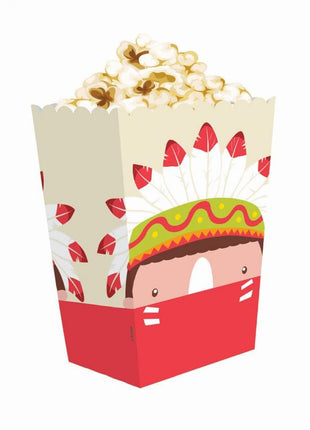 Indián Party papír popcorn doboz 19 cm 4 db-os