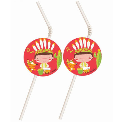 Indian Party, Indián műanyag szívószál 6 db-os