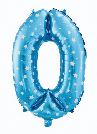 Kék Blue with Stars 0-ás szám fólia lufi 61 cm