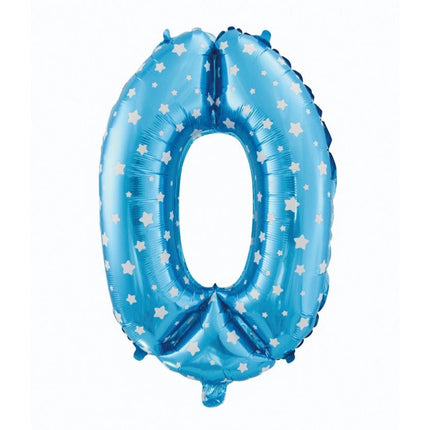 Kék Blue with Stars 0-ás szám fólia lufi 61 cm