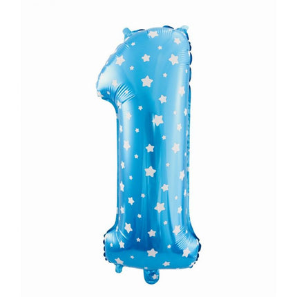 Kék Blue with Stars 1-es szám fólia lufi 61 cm