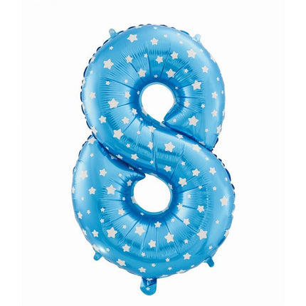 Kék Blue with Stars 8-as szám fólia lufi 61 cm