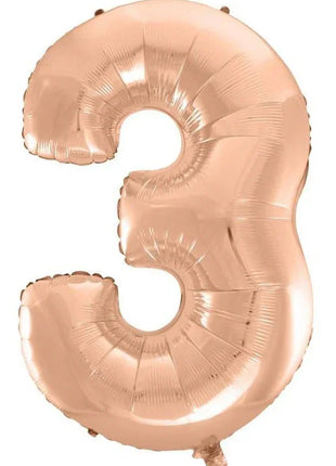 Rose Gold 3-as szám fólia lufi 92 cm