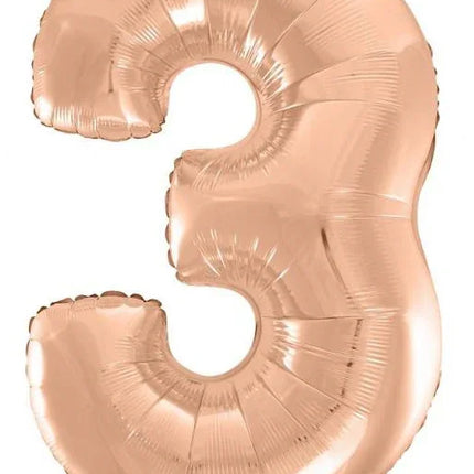 Rose Gold 3-as szám fólia lufi 92 cm