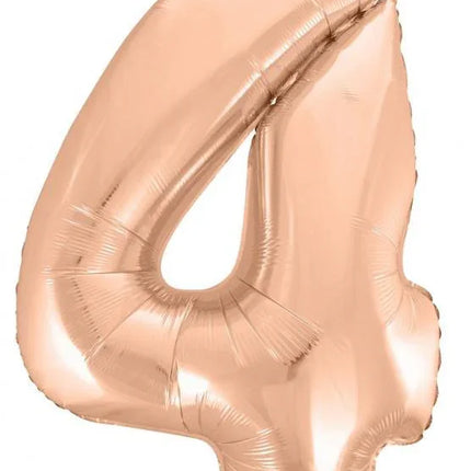 Rose Gold 4-es szám fólia lufi 92 cm