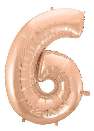 Rose Gold 6-os szám fólia lufi 92 cm