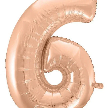 Rose Gold 6-os szám fólia lufi 92 cm