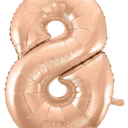 Rose Gold 8-as szám fólia lufi 92 cm