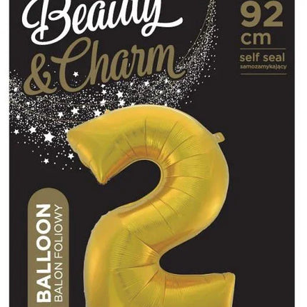 Arany 2-es Gold Mat szám fólia lufi 92 cm
