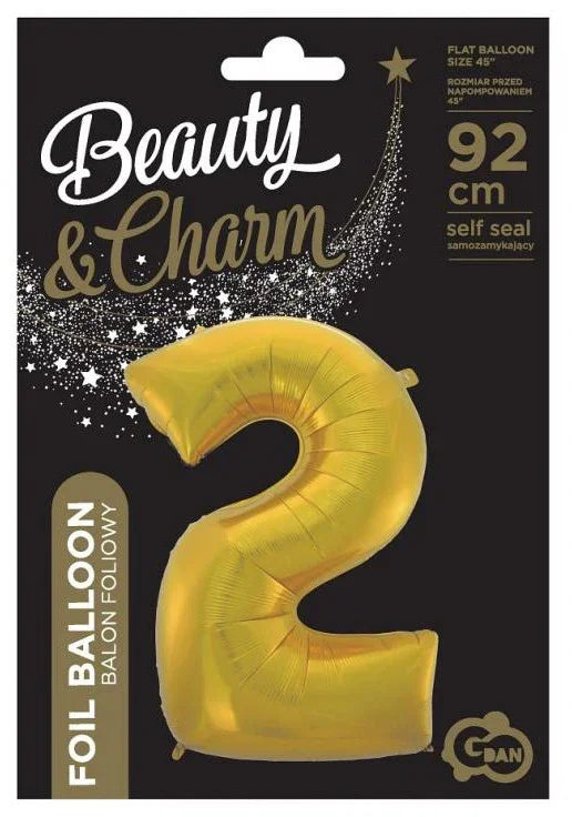 Arany 2-es Gold Mat szám fólia lufi 92 cm