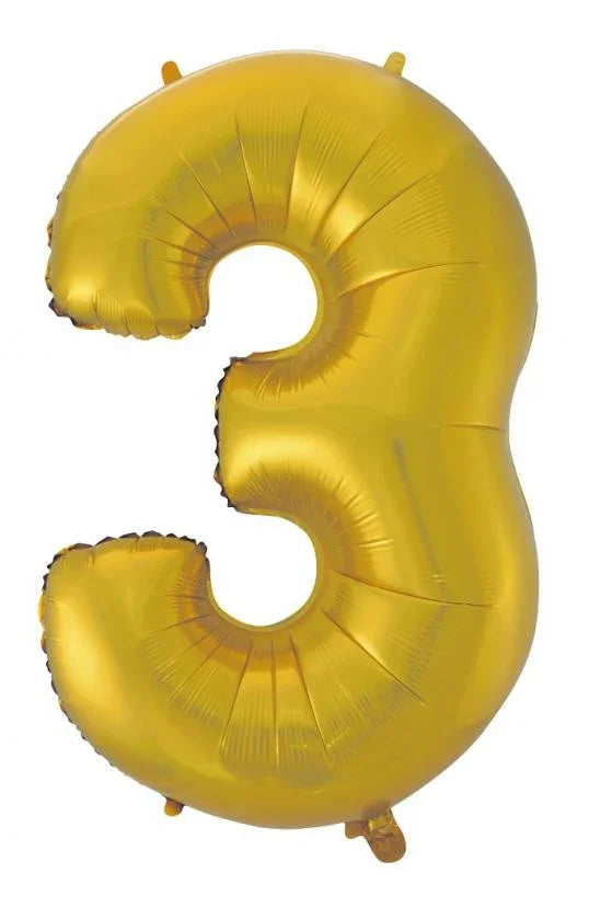 Arany 3-as Gold Mat szám fólia lufi 92 cm