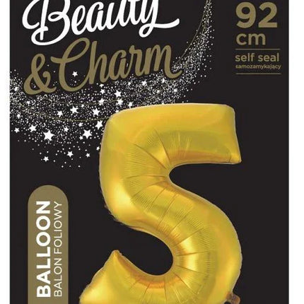 Arany 5-ös Gold Mat szám fólia lufi 92 cm