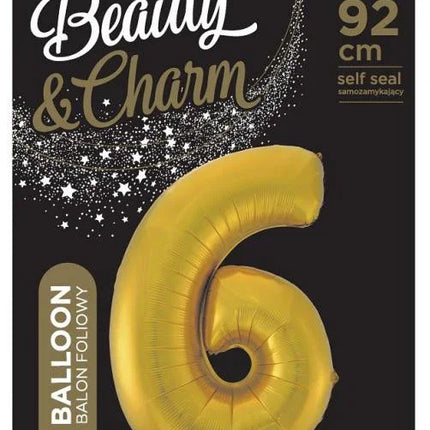 Arany 6-os Gold Mat szám fólia lufi 92 cm