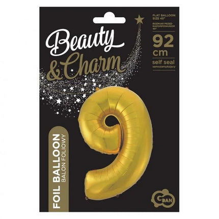 Arany 9-es Gold Mat szám fólia lufi 92 cm