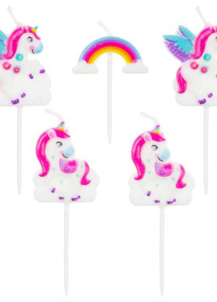 Unikornis Rainbow tortagyertya, gyertya szett 5 db-os