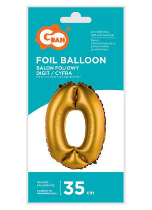 Arany Gold Matt 0-ás mini szám fólia lufi 35 cm