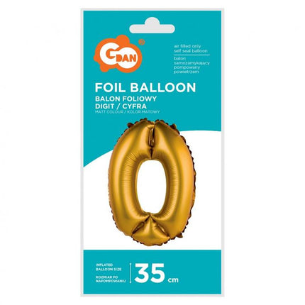 Arany Gold Matt 0-ás mini szám fólia lufi 35 cm