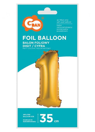Arany Gold Matt 1-es mini szám fólia lufi 35 cm