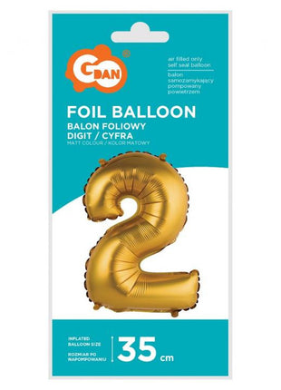 Arany Gold Matt 2-es mini szám fólia lufi 35 cm