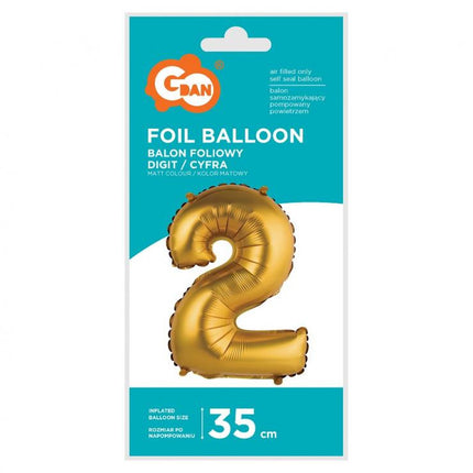 Arany Gold Matt 2-es mini szám fólia lufi 35 cm