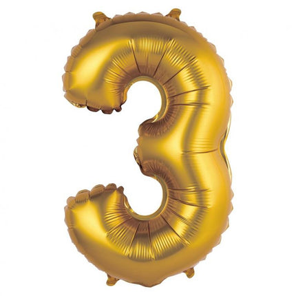 Arany Gold Matt 3-as mini szám fólia lufi 35 cm