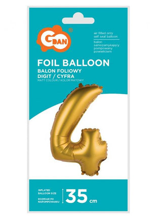 Arany Gold Matt 4-es mini szám fólia lufi 35 cm
