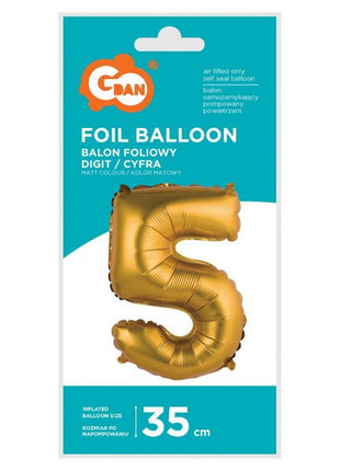 Arany Gold Matt 5-ös mini szám fólia lufi 35 cm