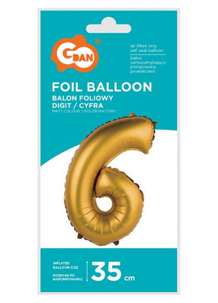 Arany Gold Matt 6-os mini szám fólia lufi 35 cm