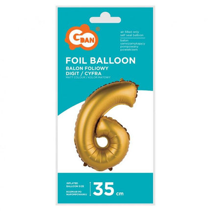 Arany Gold Matt 6-os mini szám fólia lufi 35 cm