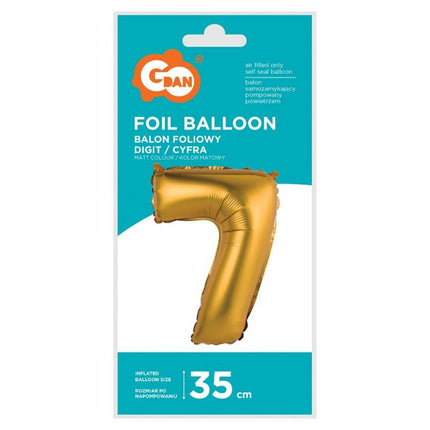 Arany Gold Matt 7-es mini szám fólia lufi 35 cm