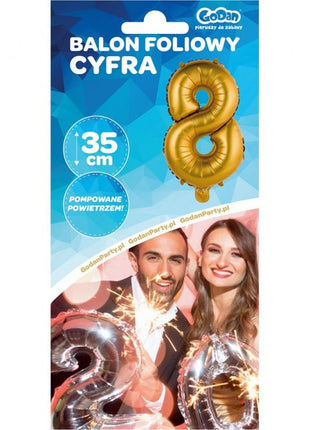 Arany Gold Matt 8-as mini szám fólia lufi 35 cm