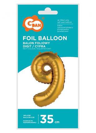 Arany Gold Matt 9-es mini szám fólia lufi 35 cm