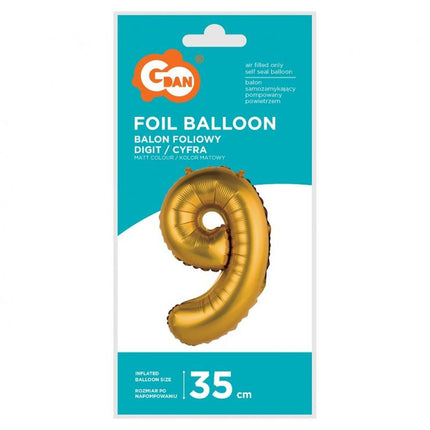 Arany Gold Matt 9-es mini szám fólia lufi 35 cm