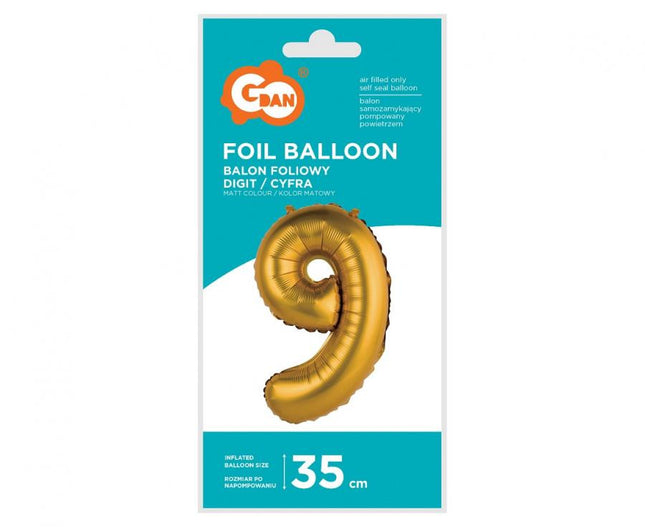 Arany Gold Matt 9-es mini szám fólia lufi 35 cm