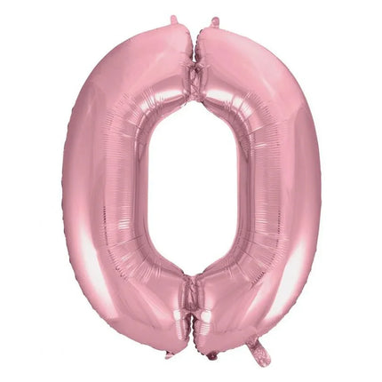 Rózsaszín Light Pink 0-ás szám fólia lufi 92 cm