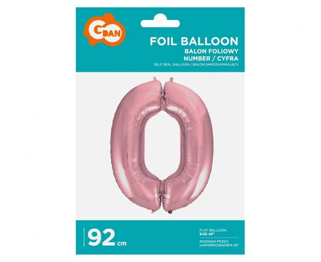 Rózsaszín Light Pink 0-ás szám fólia lufi 92 cm