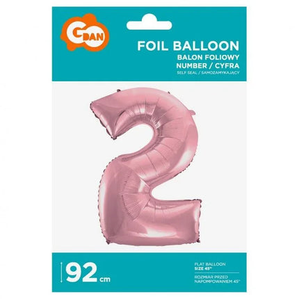 Rózsaszín Light Pink 2-es szám fólia lufi 92 cm
