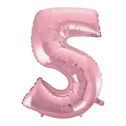 Rózsaszín Light Pink 5-ös szám fólia lufi 92 cm