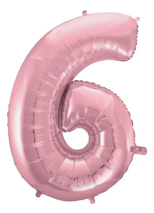 Rózsaszín Light Pink 6-os szám fólia lufi 92 cm