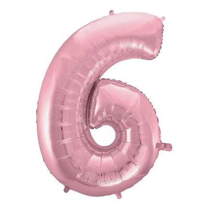 Rózsaszín Light Pink 6-os szám fólia lufi 92 cm