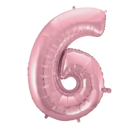 Rózsaszín Light Pink 6-os szám fólia lufi 92 cm