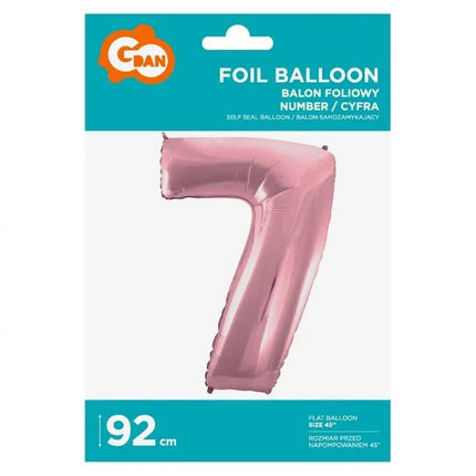 Rózsaszín Light Pink 7-es szám fólia lufi 92 cm
