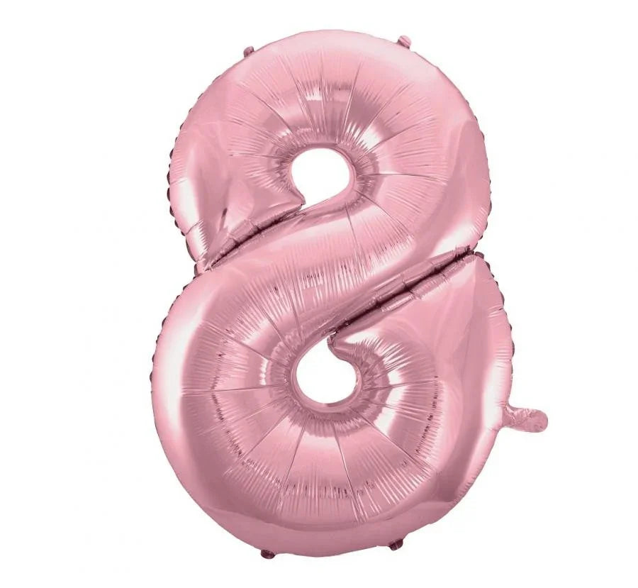Rózsaszín Light Pink 8-as szám fólia lufi 92 cm
