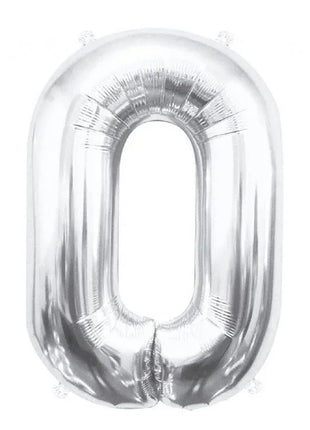Ezüst Silver 0-ás szám fólia lufi 85 cm