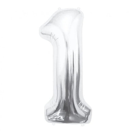 Ezüst Silver 1-es szám fólia lufi 85 cm